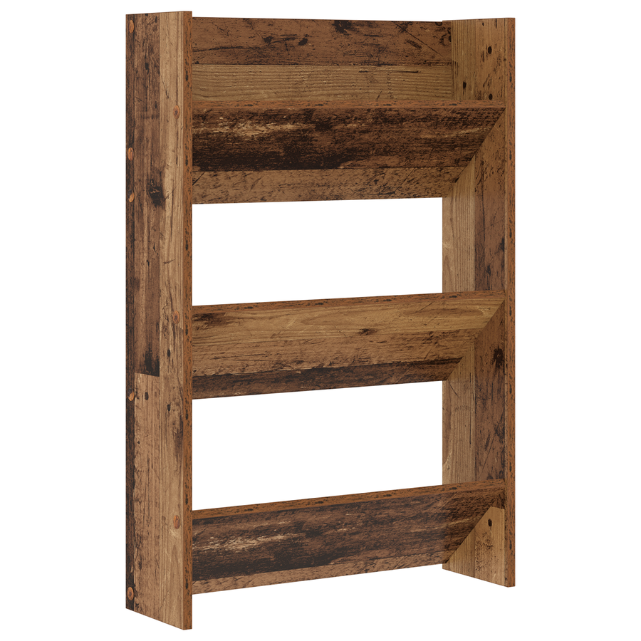 Wand Schoenenkasten 2 pcs Oud hout 60 x 18 x 60 cm Bewerkt hout