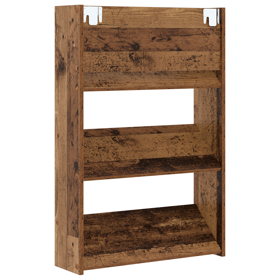 Wand Schoenenkasten 2 pcs Oud hout 60 x 18 x 60 cm Bewerkt hout