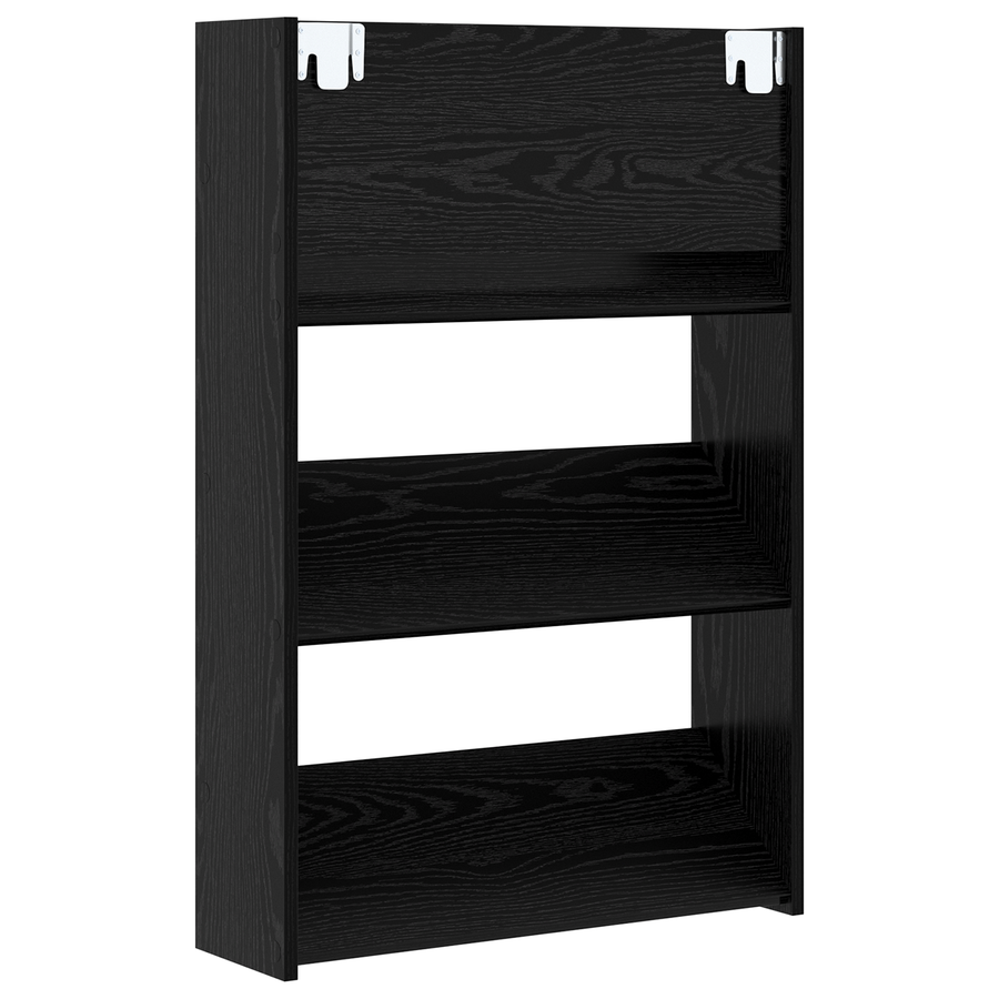 Wand Schoenenkasten Zwart eiken 60 x 18 x 60 cm Bewerkt hout
