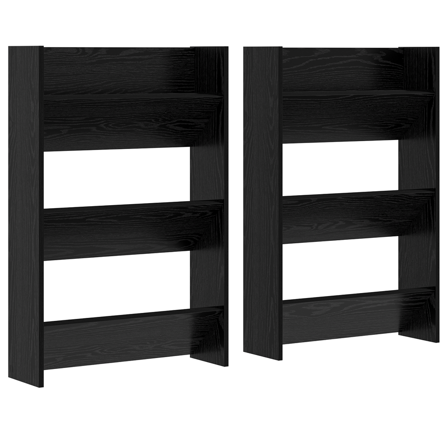 Wand Schoenenkasten met plank Anders 2 pcs Zwart eiken 60 x 18 x 60 cm