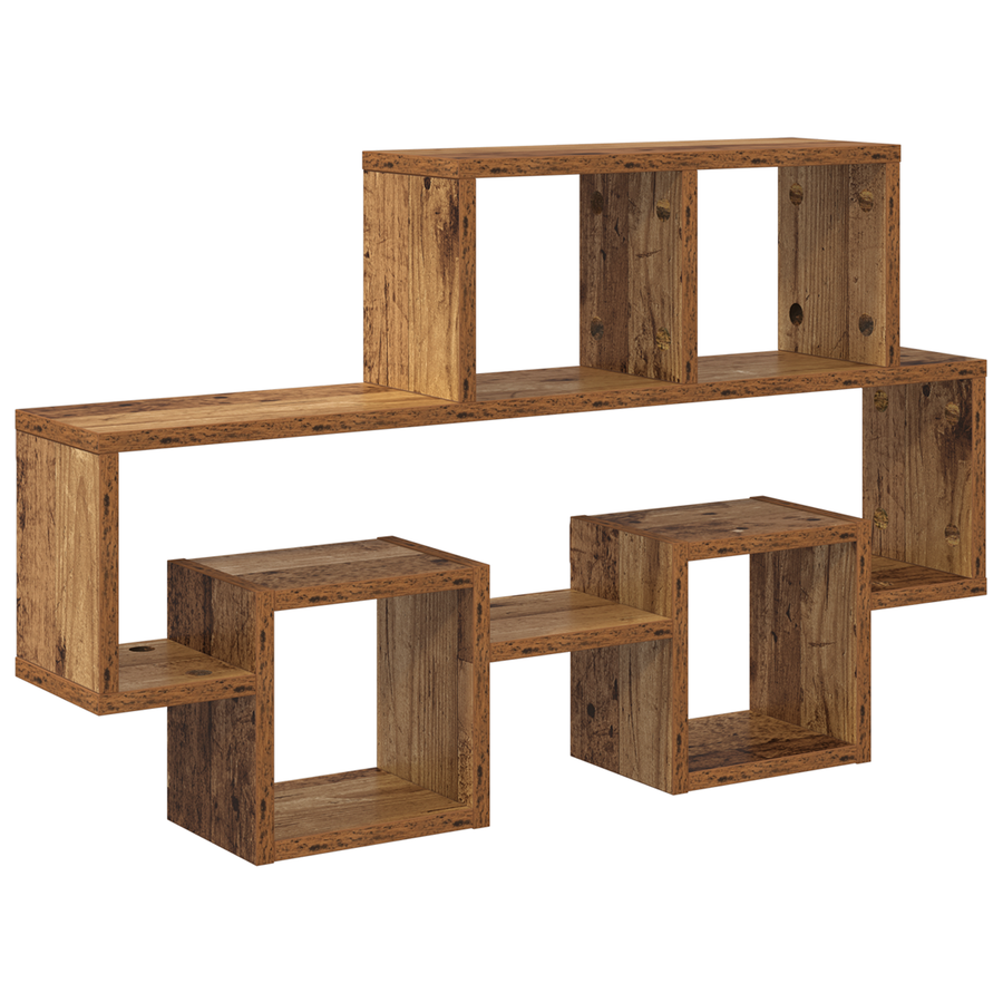Wandplank met plank met opslag Oude hout 82 x 15 x 51 cm Bewerkt hout