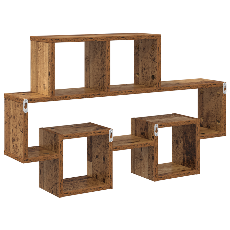 Wandplank met plank met opslag Oude hout 82 x 15 x 51 cm Bewerkt hout