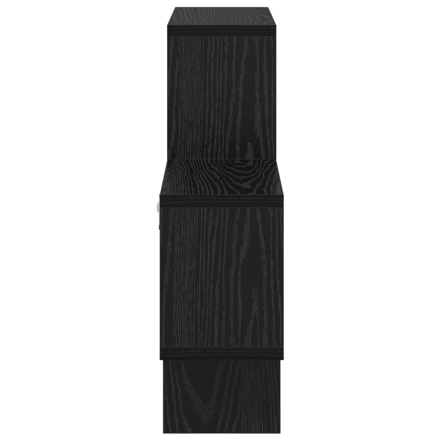 Wandplank met plank met opslag Zwart eiken 82 x 15 x 51 cm Bewerkt hout