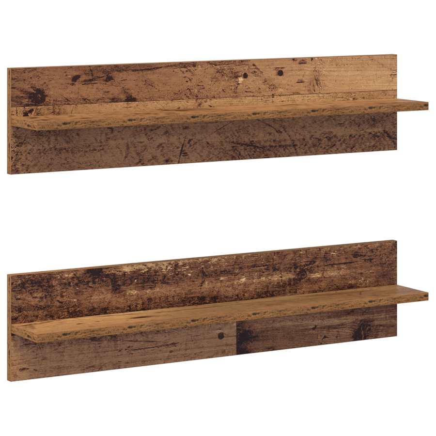 Wandplanken 2 pcs Oude hout 80 x 11.5 x 18 cm Bewerkt hout