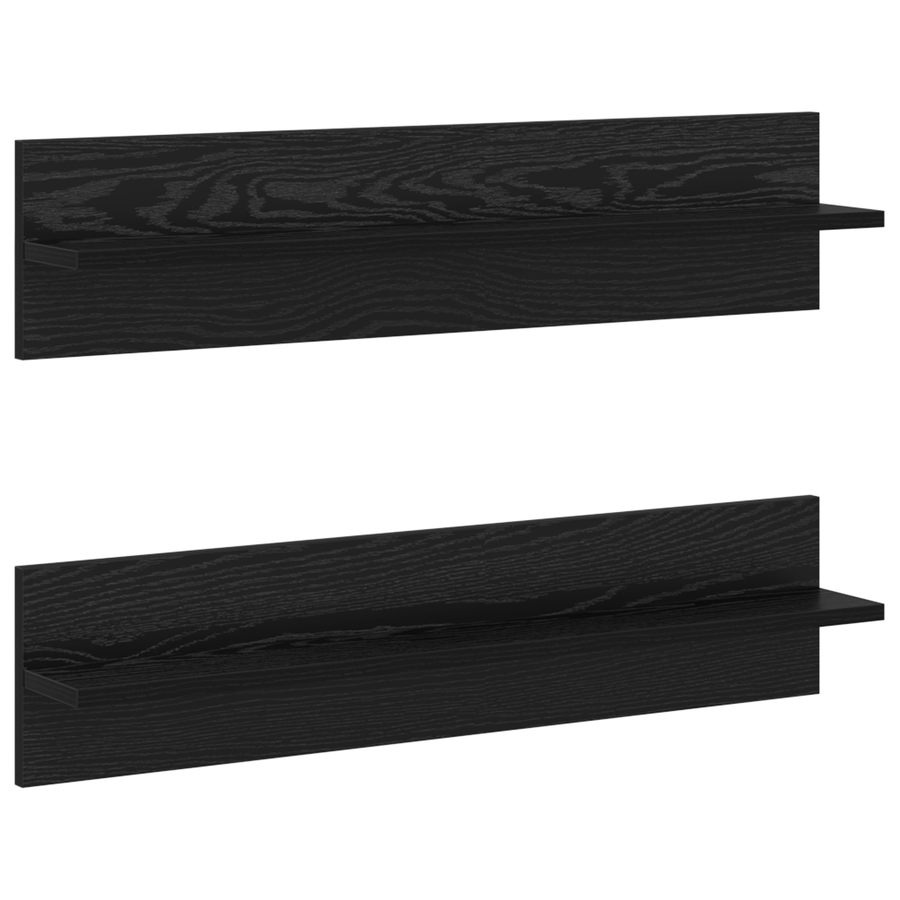 Wandplanken 2 pcs Zwart eiken 80 x 11.5 x 18 cm Bewerkt hout