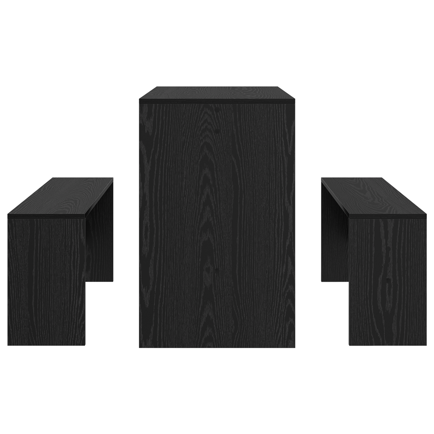 Eetkamerset 2 pcs Zwart eiken 97 x 47 x 75 cm Bewerkt hout