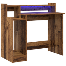 Bureau with Desk Lamps met plank met opslag Oud hout 97 x 45 x 90 cm Bewerkt hout