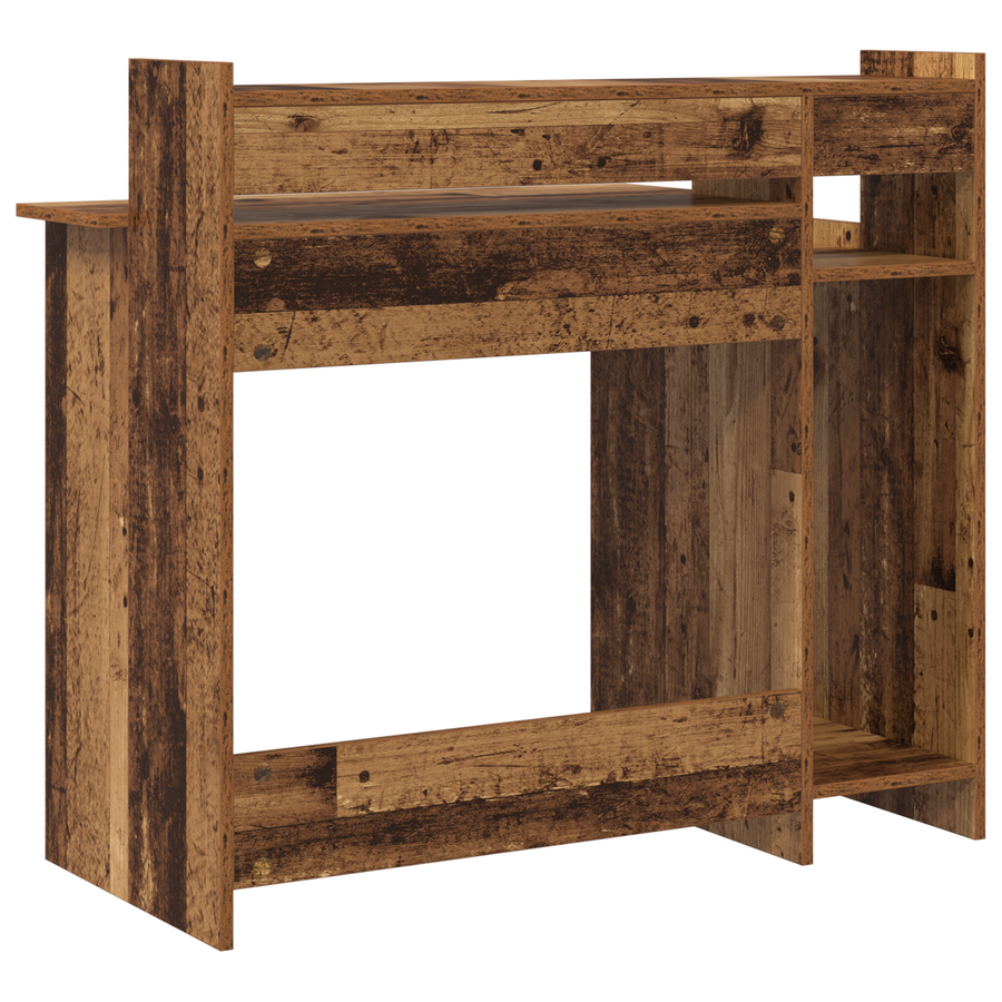Bureau with Desk Lamps met plank met opslag Oud hout 97 x 45 x 90 cm Bewerkt hout