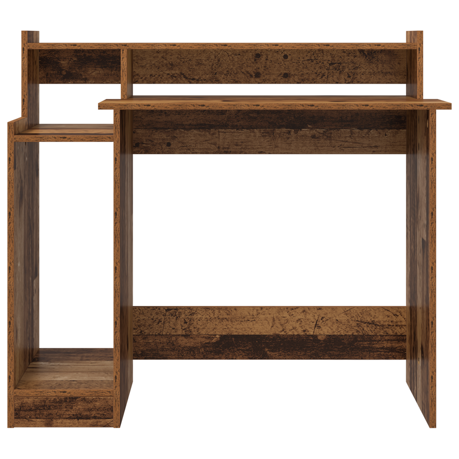 Bureau with Desk Lamps met plank met opslag Oud hout 97 x 45 x 90 cm Bewerkt hout