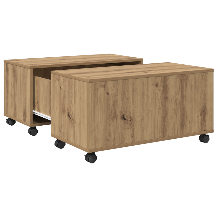 Salontafel artisanaal eikenkleurig 75 x 75 x 38 cm Bewerkt hout