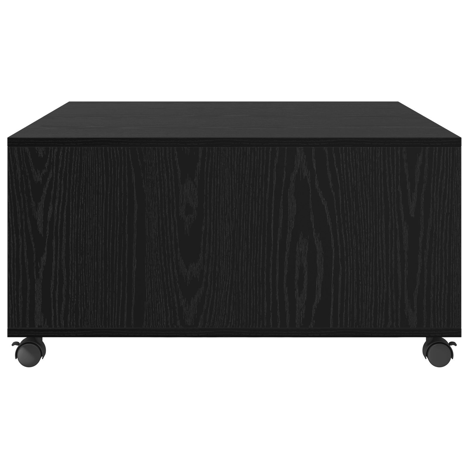 Salontafel met wiel met opslag Zwart eiken 75 x 75 x 38 cm Bewerkt hout