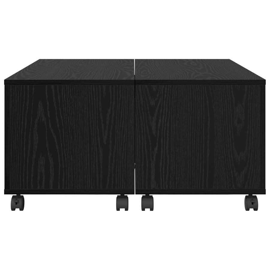 Salontafel met wiel met opslag Zwart eiken 75 x 75 x 38 cm Bewerkt hout