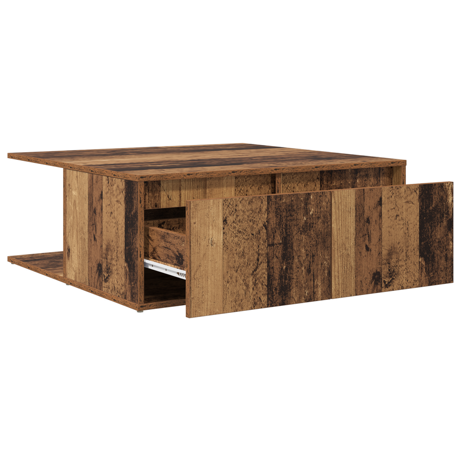 Salontafel met lade met opslag Oud hout 80 x 80 x 31 cm Bewerkt hout