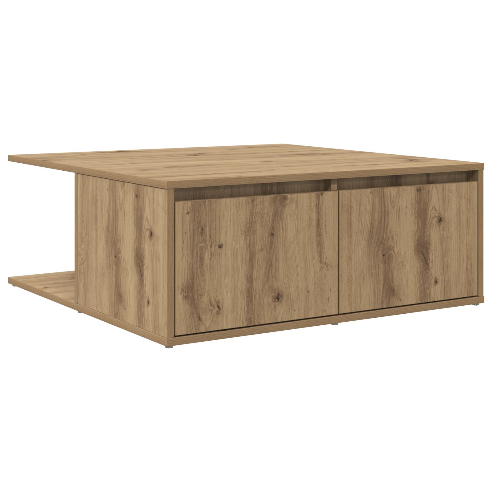 Salontafel artisanaal eikenkleurig 80 x 80 x 31 cm Bewerkt hout