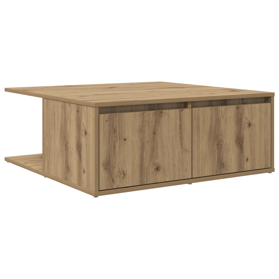 Salontafel artisanaal eikenkleurig 80 x 80 x 31 cm Bewerkt hout