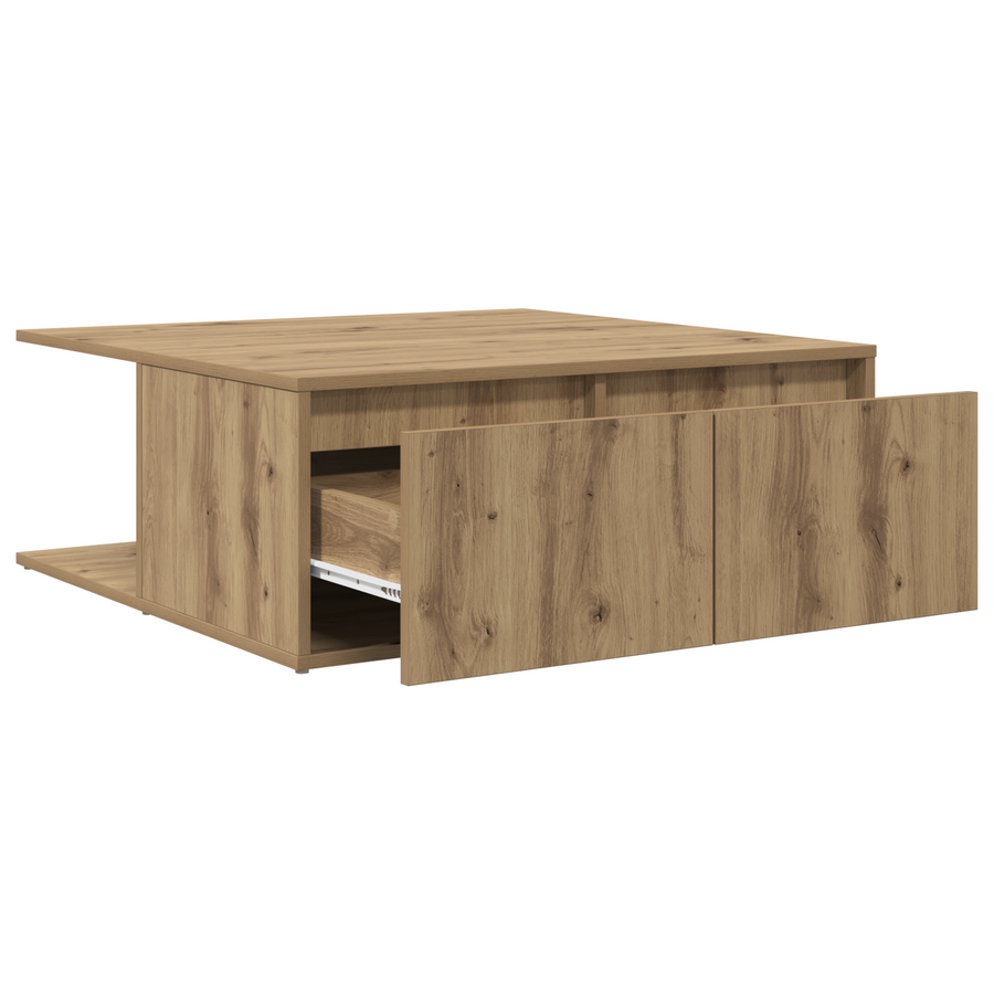 Salontafel artisanaal eikenkleurig 80 x 80 x 31 cm Bewerkt hout