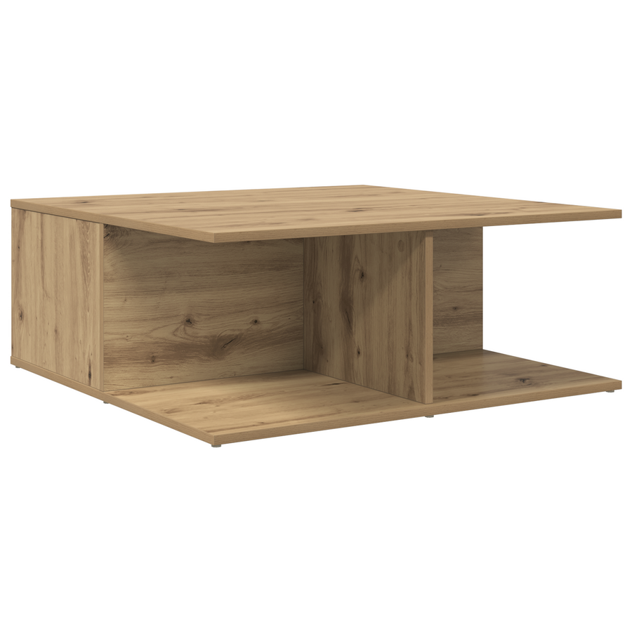 Salontafel artisanaal eikenkleurig 80 x 80 x 31 cm Bewerkt hout