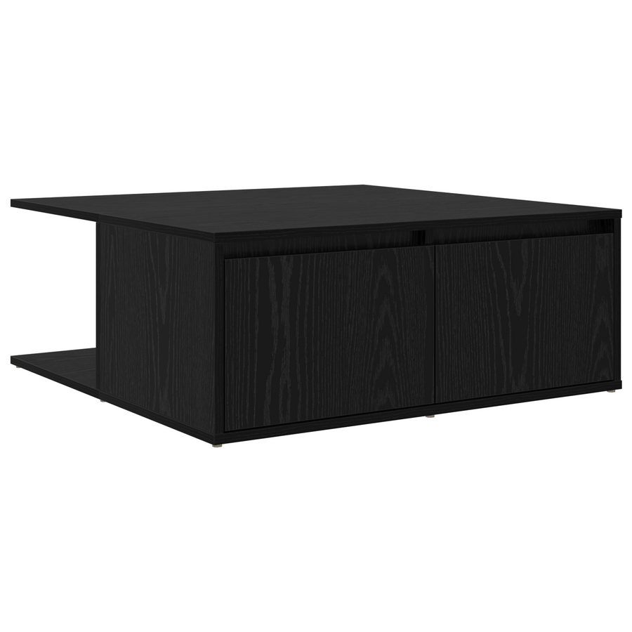 Salontafel met lade met opslag Zwart eiken 80 x 80 x 31 cm Bewerkt hout