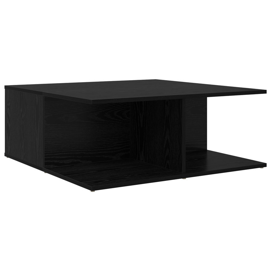 Salontafel met lade met opslag Zwart eiken 80 x 80 x 31 cm Bewerkt hout