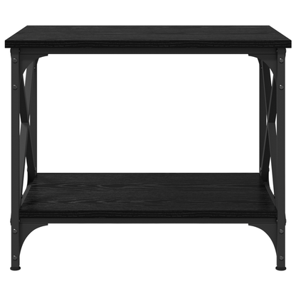 Bijzettafel met plank met opslag Zwart eiken 55 x 38 x 45 cm Bewerkt hout