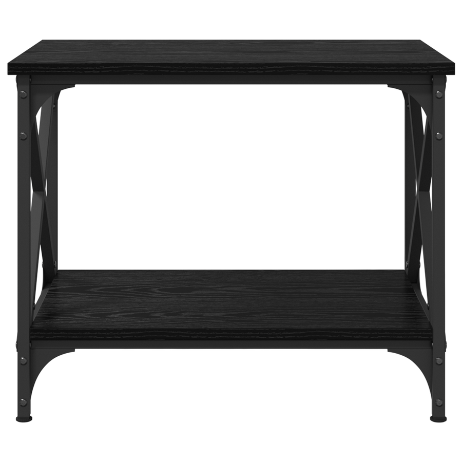 Bijzettafel met plank met opslag Zwart eiken 55 x 38 x 45 cm Bewerkt hout