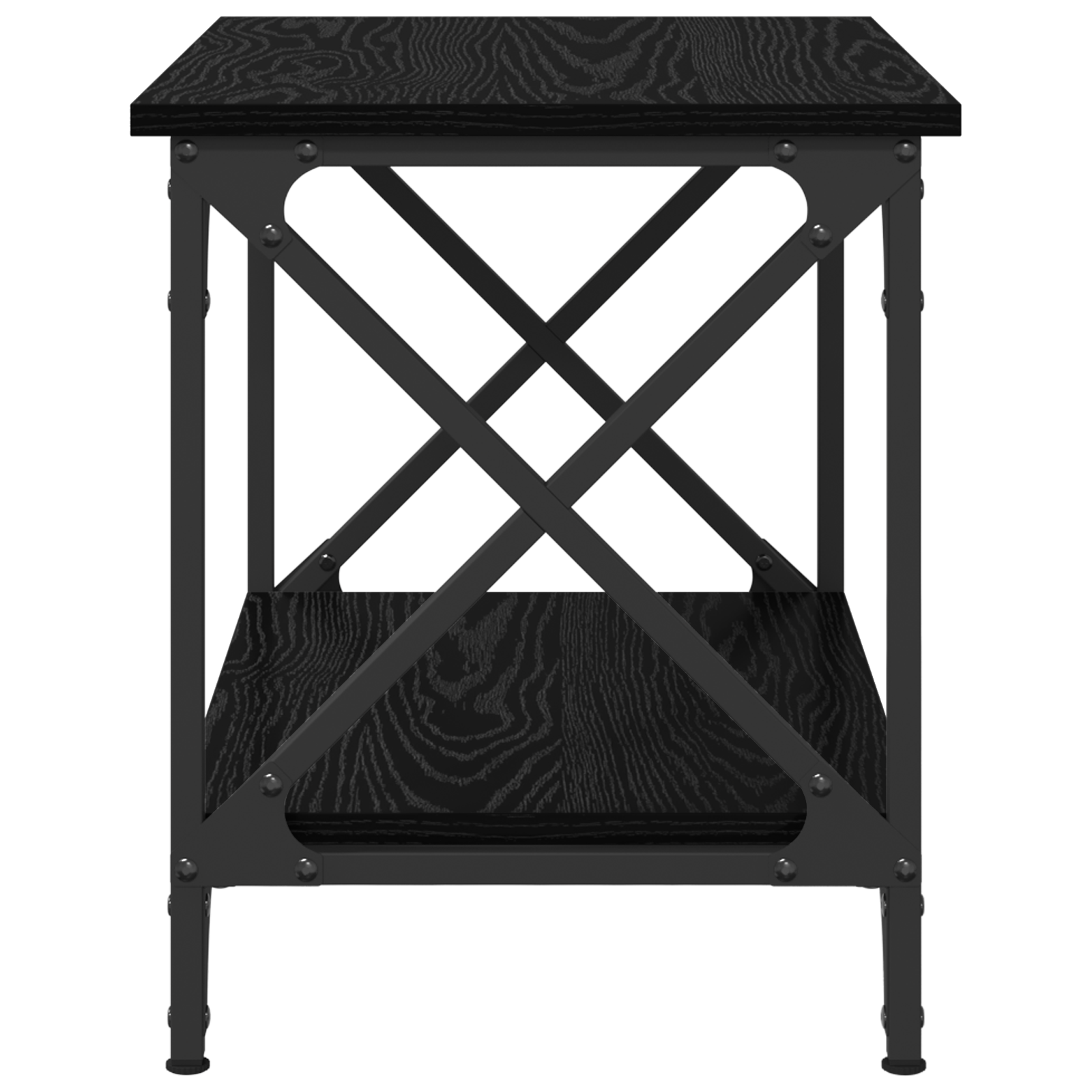 Bijzettafel met plank met opslag Zwart eiken 55 x 38 x 45 cm Bewerkt hout