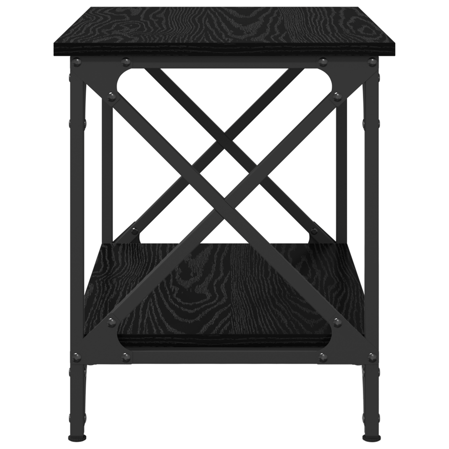 Bijzettafel met plank met opslag Zwart eiken 55 x 38 x 45 cm Bewerkt hout