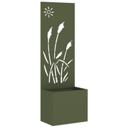 Decoratief paneel tuin 50 x 140 cm olijfgroen staal