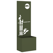 Decoratief paneel tuin 50x140 cm olijfgroen staal