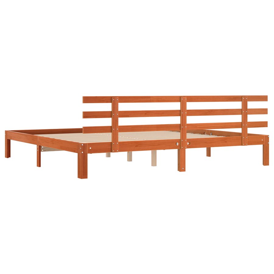 Bedframe Waxbruin 200x200 cm Massief Hout Grenen
