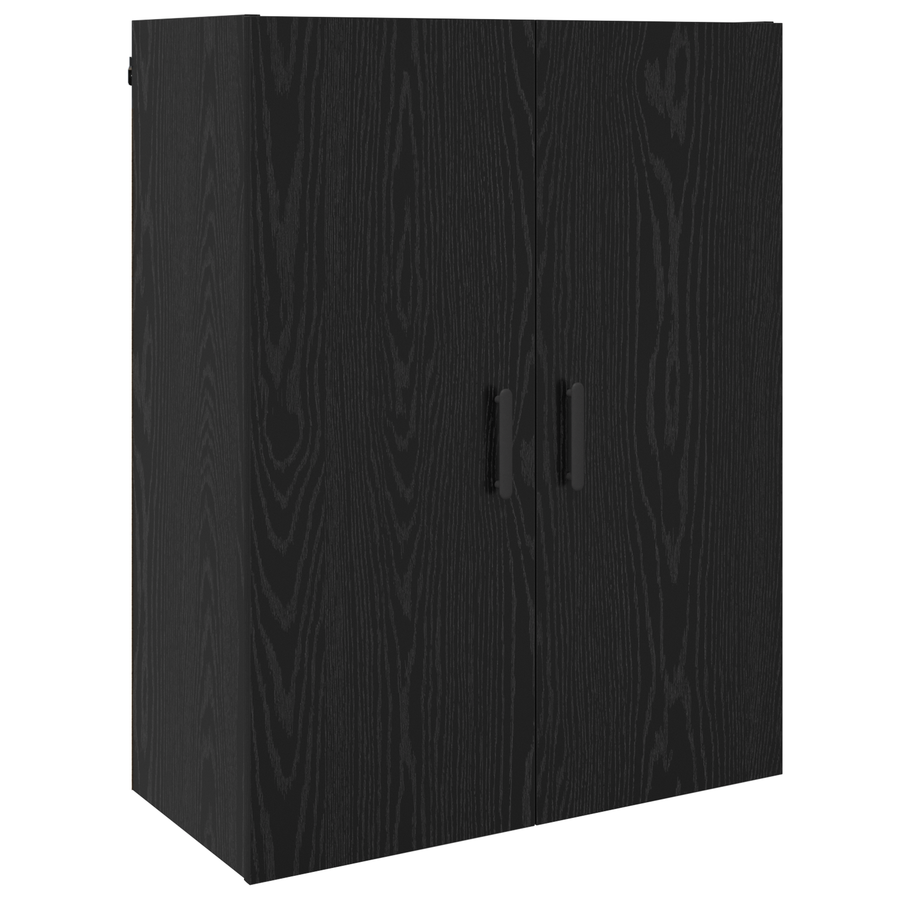 Wandkast met plank met opslag met de deur Zwart eiken 69.5 x 34 x 90 cm Bewerkt hout