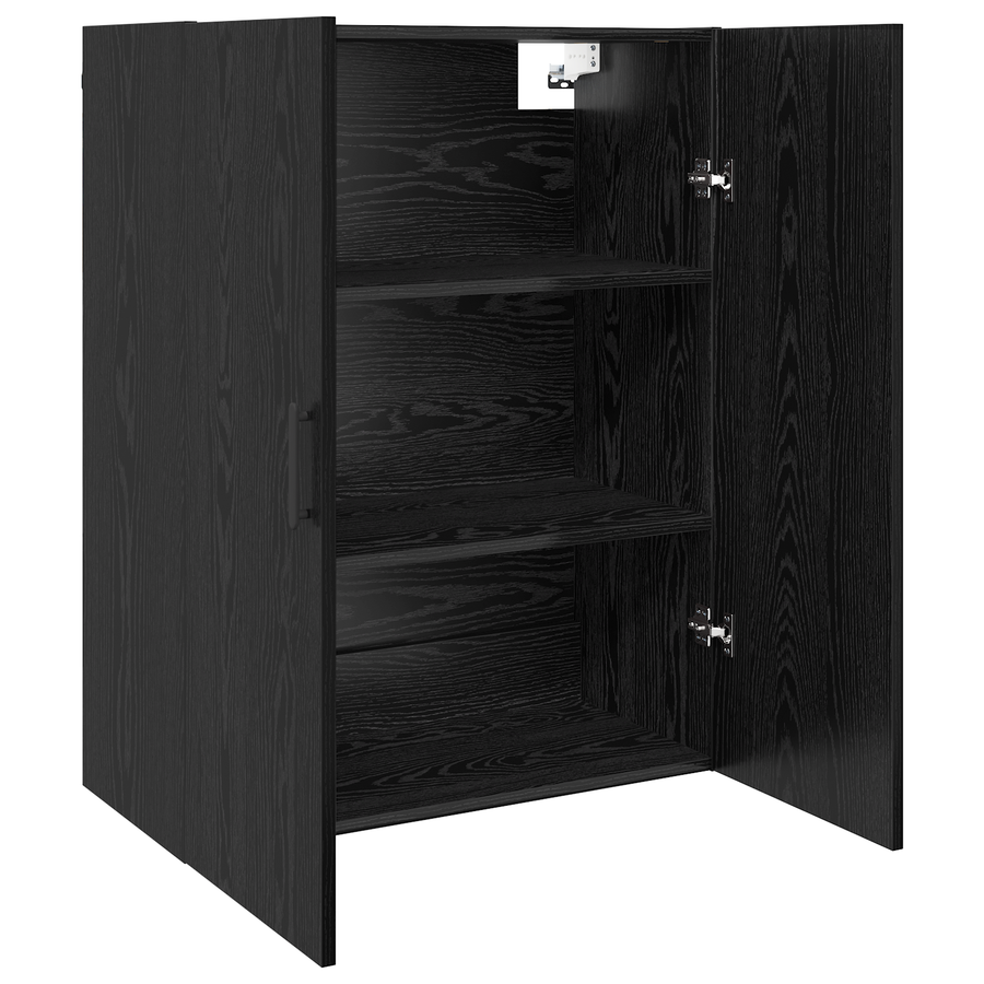 Wandkast met plank met opslag met de deur Zwart eiken 69.5 x 34 x 90 cm Bewerkt hout