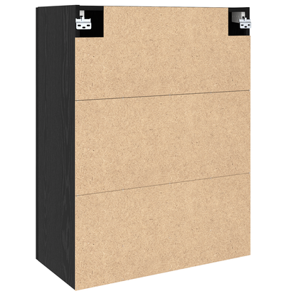 Wandkast met plank met opslag met de deur Zwart eiken 69.5 x 34 x 90 cm Bewerkt hout
