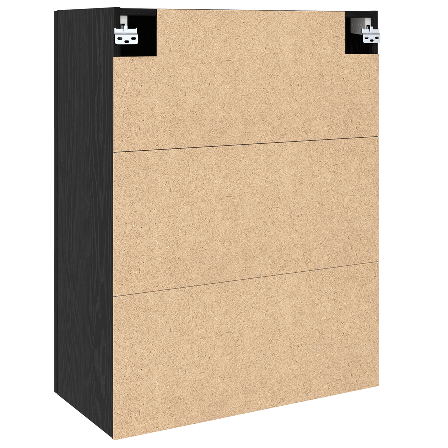 Wandkast met plank met opslag met de deur Zwart eiken 69.5 x 34 x 90 cm Bewerkt hout
