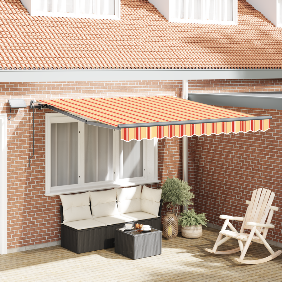 Handmatig Intrekbare Luifel met LED Geel en Oranje 300x250 cm