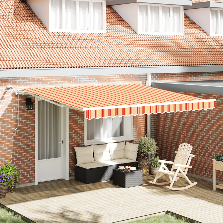 Automatische Inklapbare Luifel met LED - Geel en Oranje 400x300 cm
