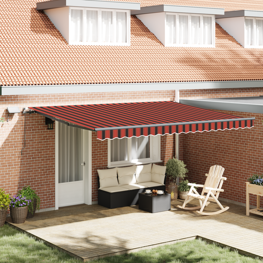 Handmatige Inklapbare Luifel met LED Oranje en Bruin 450x350 cm