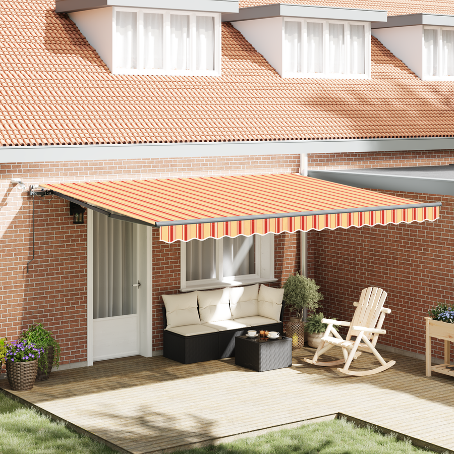 Automatische Inklapbare Luifel met LED Geel en Oranje 450x350 cm