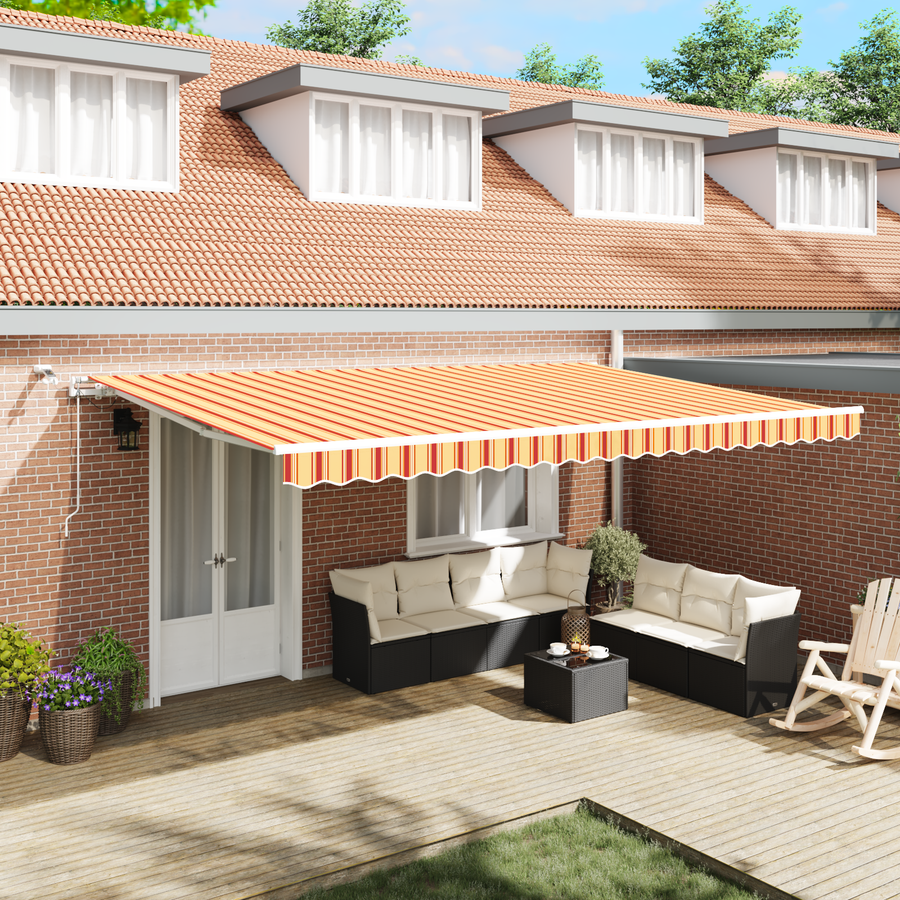 Automatische Uitschuifbare Luifel met LED Geel en Oranje 500x300 cm