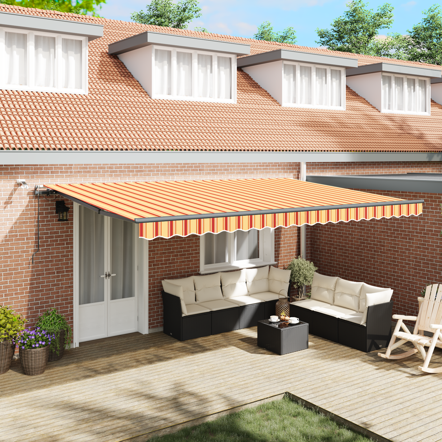 Automatische Inklapbare Luifel met LED Geel en Oranje 500x300 cm