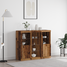 Dressoir met LED 123x37x100 cm bewerkt hout oud houtkleurig