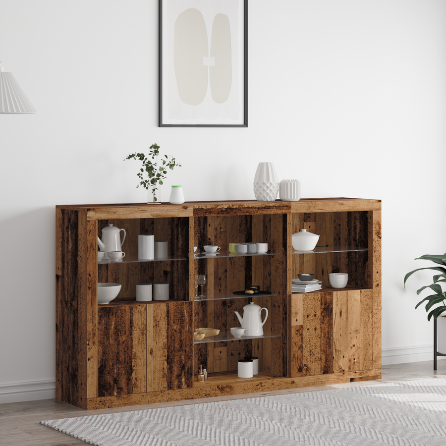 Sideboard met LED Verlichting Oude Hout 181,5x37x100 cm Engineered Hout