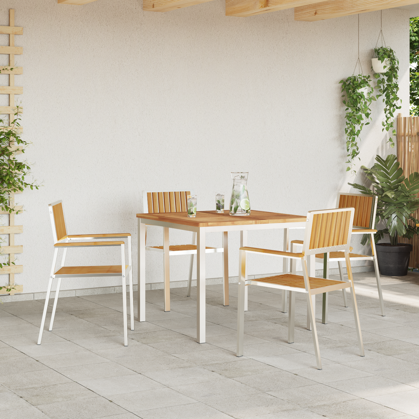 5-delige tuin eettafelset van massief teakhout