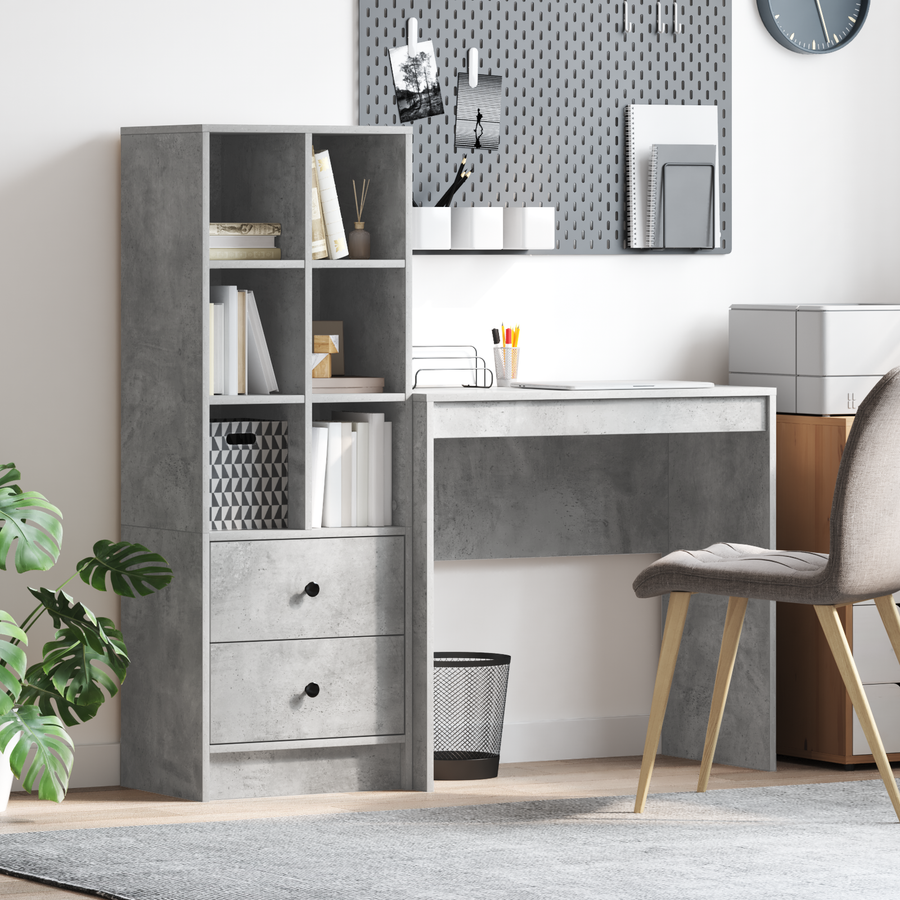 Bureau met Opbergruimte van Betonlook Hout