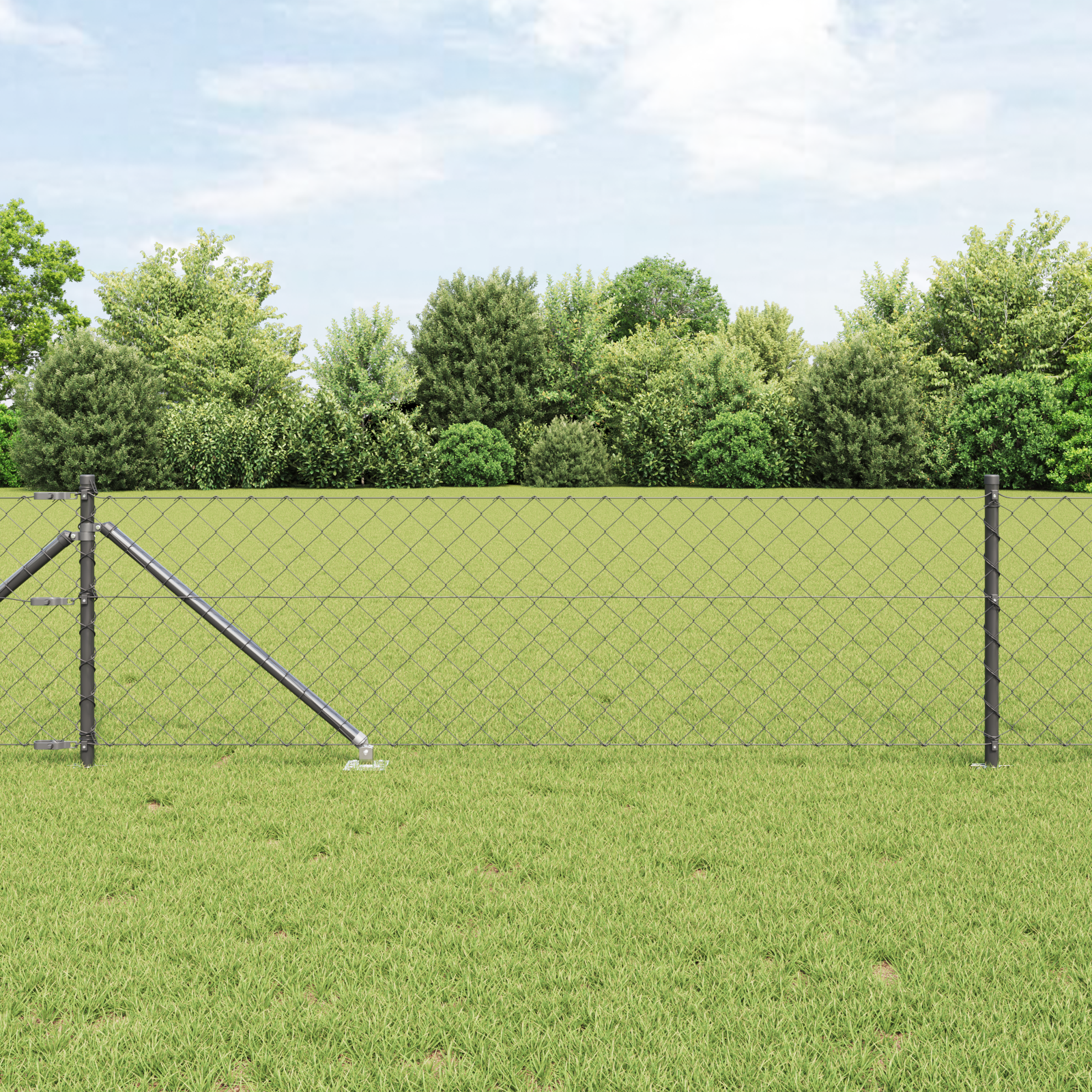 Kettingenhek met 13 Spijkerpalen 0,8x25 m Gegalvaniseerd Staal