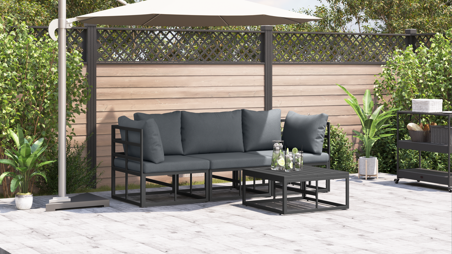 Tuin Sofa Set met kussen met kussen 4 pcs Zwart 70 x 70 x 32 cm Aluminium