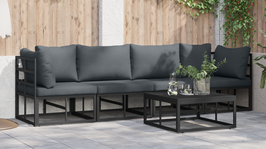 Tuin Sofa Set 4 pcs Zwart 283 x 71.5 x 71 cm Aluminium