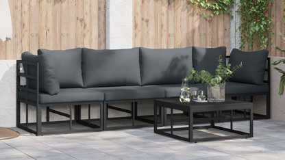 Tuin Sofa Set met kussen met kussen 5 pcs Zwart 70 x 70 x 32 cm Aluminium
