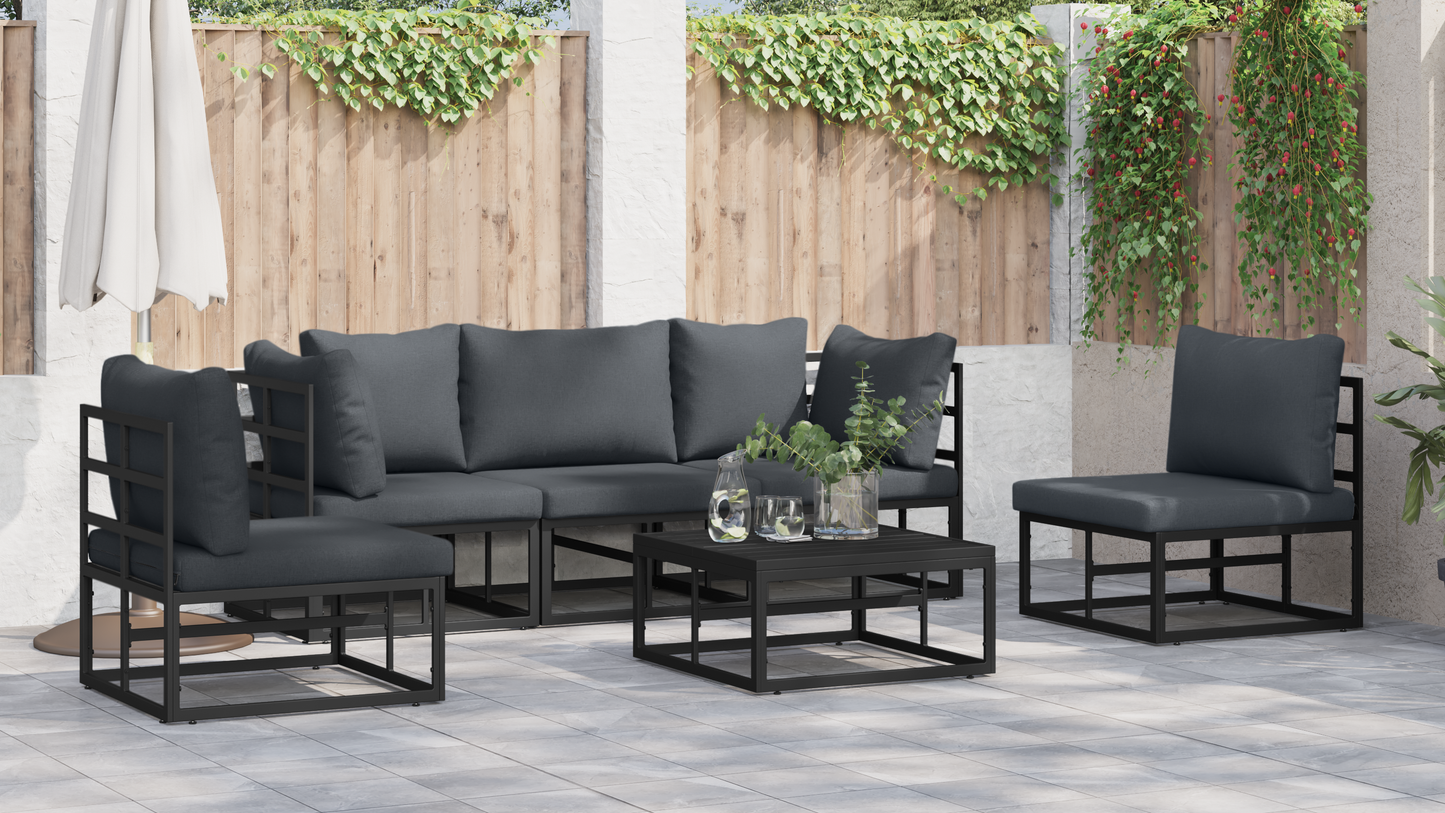 Tuin Sofa Set 5 pcs Zwart 213 x 71.5 x 71 cm Aluminium