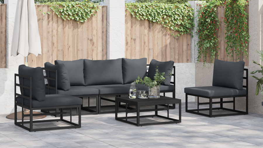 Tuin Sofa Set 5 pcs Zwart 213 x 71.5 x 71 cm Aluminium